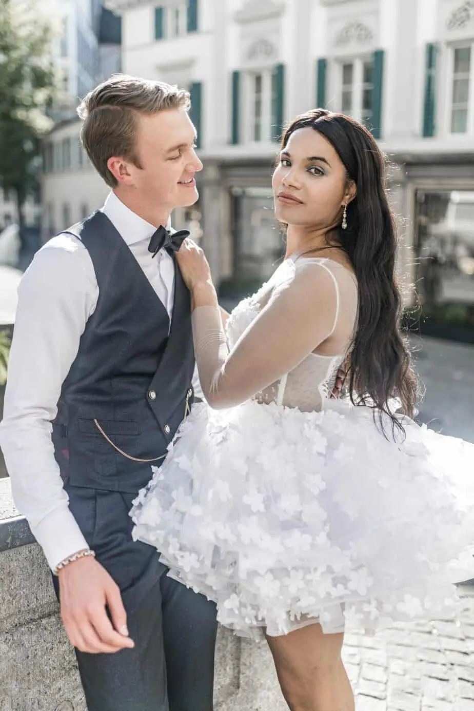 Braut Stephanie bei einem eleganten Portrait in Zürich