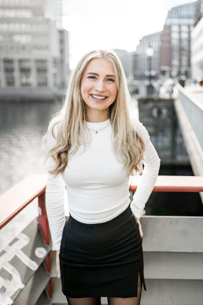 a woman smiling at camera